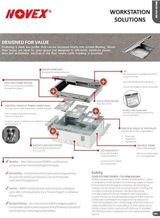 نوفيكس صندوق أرضي فارغ لإدارة الكابلات تحت الأرض من NOVEX – صندوق توزيع أرضي مدمج بثلاثة أقسام للطاقة واتصال الشبكة | NVFDB/3 - Image 5